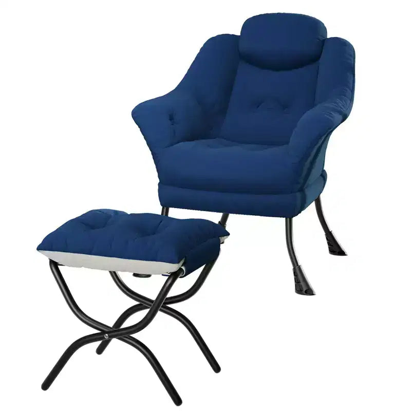 Fauteuil confortable GustoWave avec repose-pieds pliant, fauteuil de lecture en velours pour adultes, meuble d'appoint compact