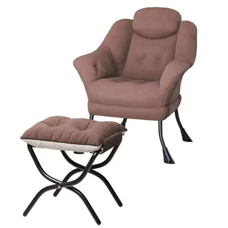 Fauteuil confortable GustoWave avec repose-pieds pliant, fauteuil de lecture en velours pour adultes, meuble d'appoint compact