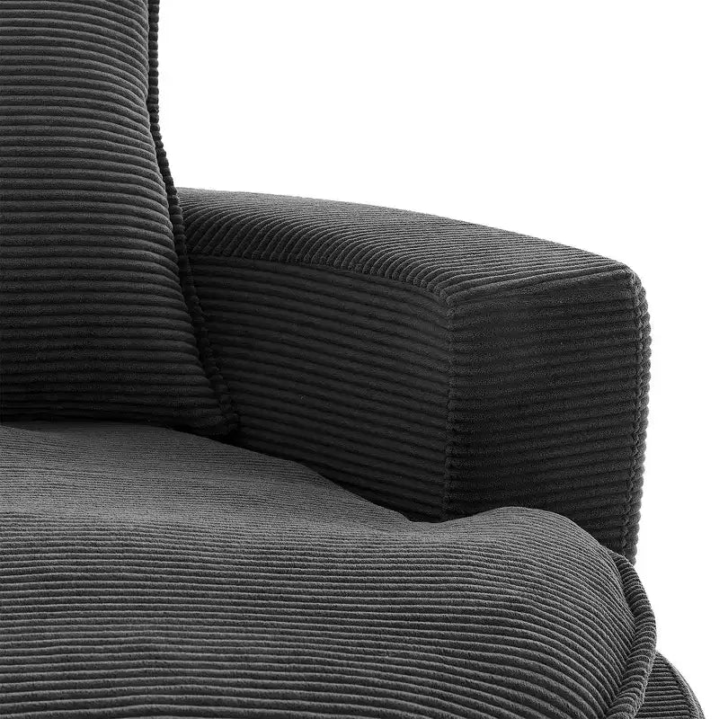 Fauteuil canapé rond pivotant Whisen en velours côtelé avec coussin double épaisseur et 3 oreillers amovibles