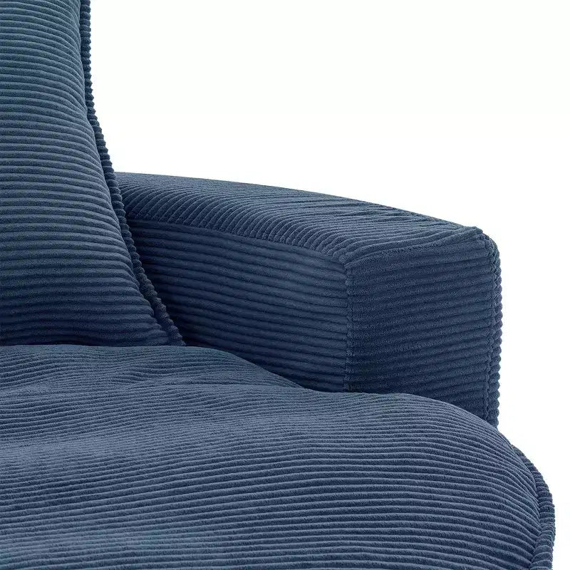 Fauteuil canapé rond pivotant Whisen en velours côtelé avec coussin double épaisseur et 3 oreillers amovibles