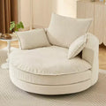Whisen Corduroy Swivel Round Sofa Chair with Dual-layer Cushion Design and 3 Removable Pillows