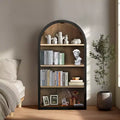Vatros Arched Small Bookcase 4-Tier Black Arched Bookshelf