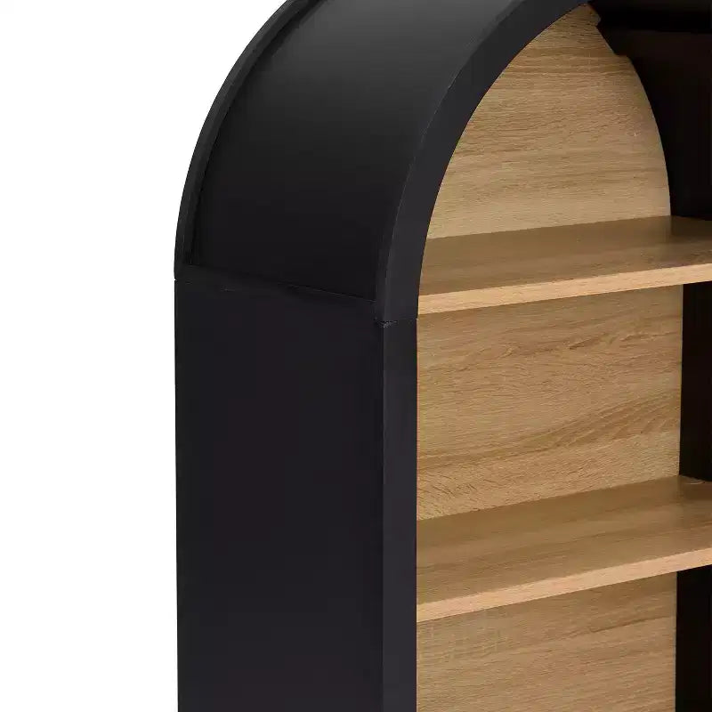 Étagère à livres étroite arquée Vatros 4 niveaux noire