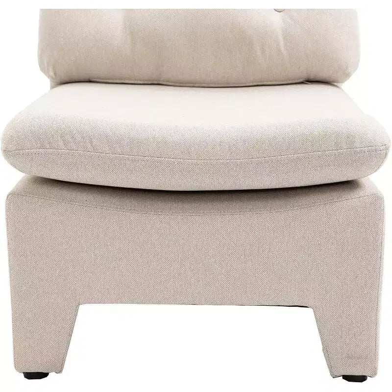 Acekool Linen-Upholstered Deep Seat Chair - No Armrests, White (One Size)