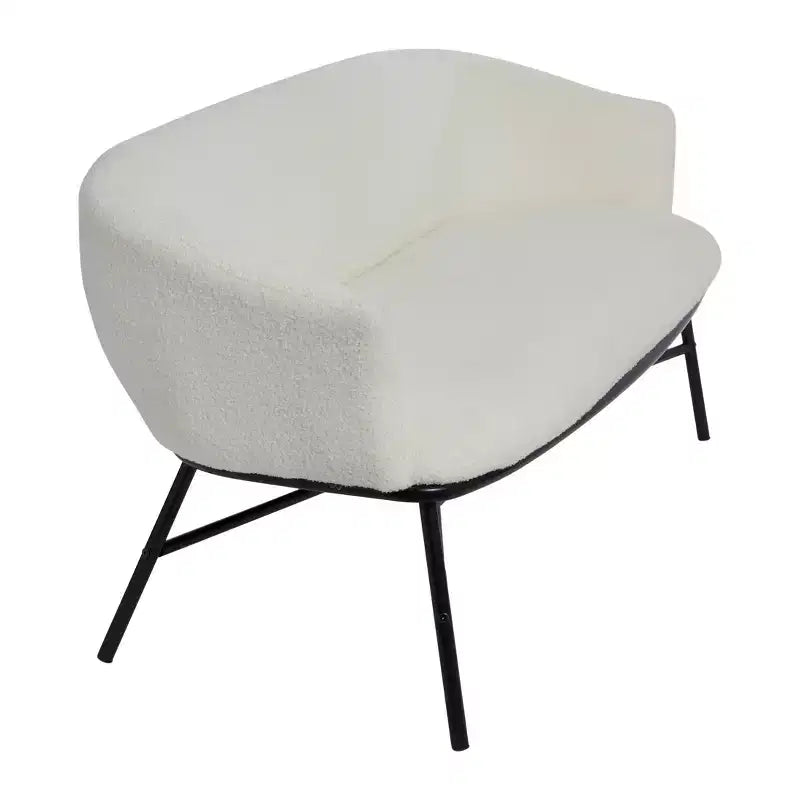 Banc de canapé rembourré en tissu bouclé Storied Home Bowery, blanc