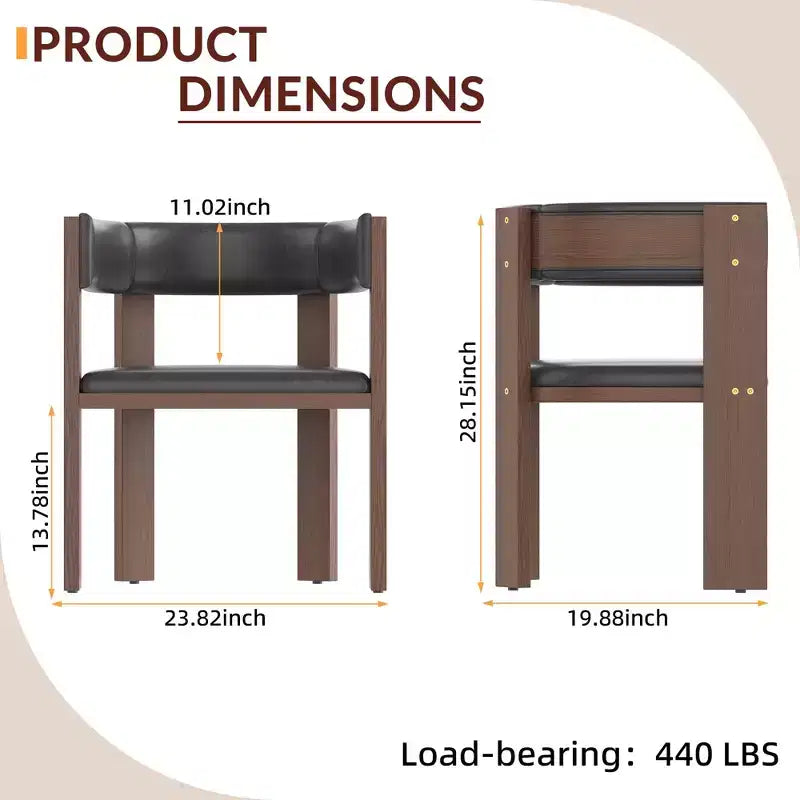 Chaise de salle à manger en bois d'hévéa avec cadre en bois incurvé en H, construction durable, assise confortable, design élégant et entretien facile
