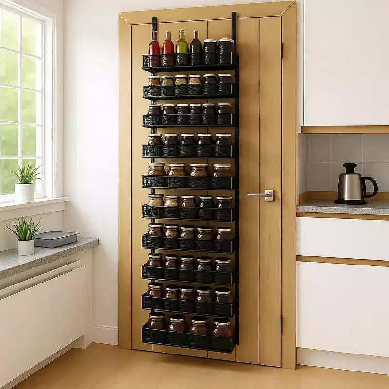 Organisateur de porte à 10 niveaux, étagère suspendue réglable pour garde-manger/salle de bain, rangement métallique peu encombrant