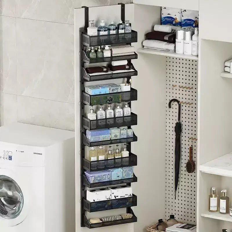 Organisateur de porte à 10 niveaux, étagère suspendue réglable pour garde-manger/salle de bain, rangement métallique peu encombrant