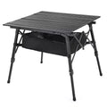 Arrowhead Outdoor Height-Adjustable Aluminum Roll-up Folding Camp Table with Under-Table Mesh Storage and Carry Bag, Black