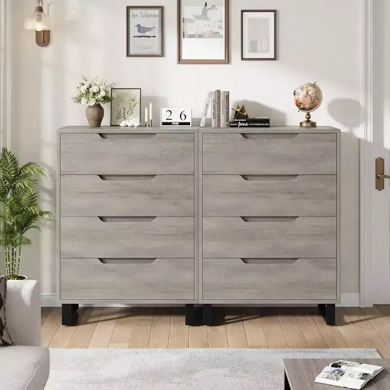 Commode verticale à 4 tiroirs, Meuble de rangement autoportant de 105 cm de haut avec pieds détachables, Armoire en bois pour chambre, salon, couloir et entrée