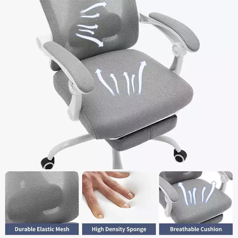 Chaise de bureau Acekool en maille avec repose-pieds, chaise de bureau ergonomique avec support lombaire, chaise d'ordinateur de direction réglable avec roulettes (plusieurs couleurs)