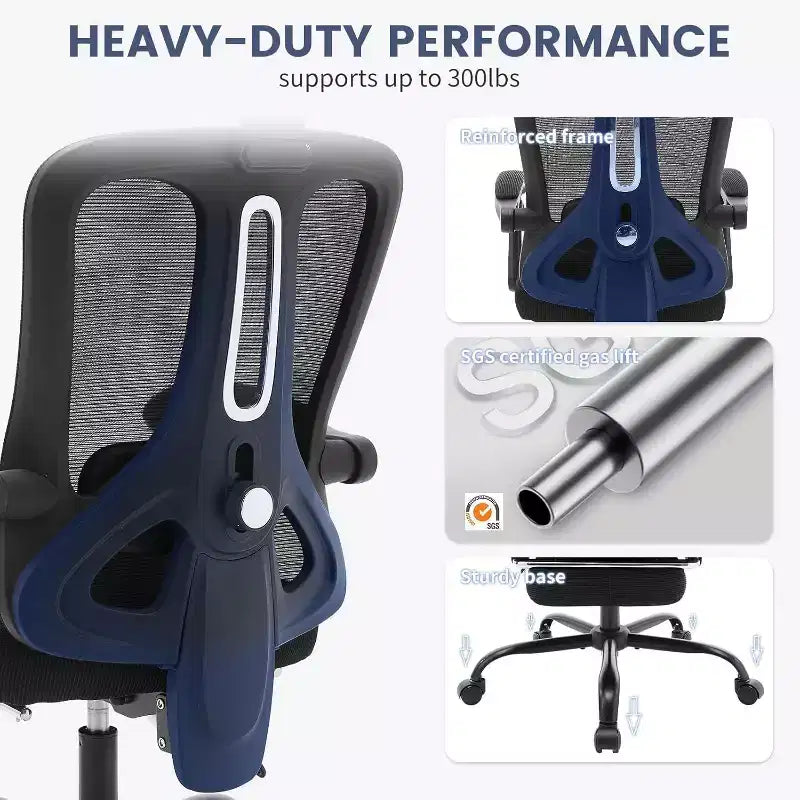 Chaise de bureau Acekool en maille avec repose-pieds, chaise de bureau ergonomique avec support lombaire, chaise d'ordinateur de direction réglable avec roulettes (plusieurs couleurs)