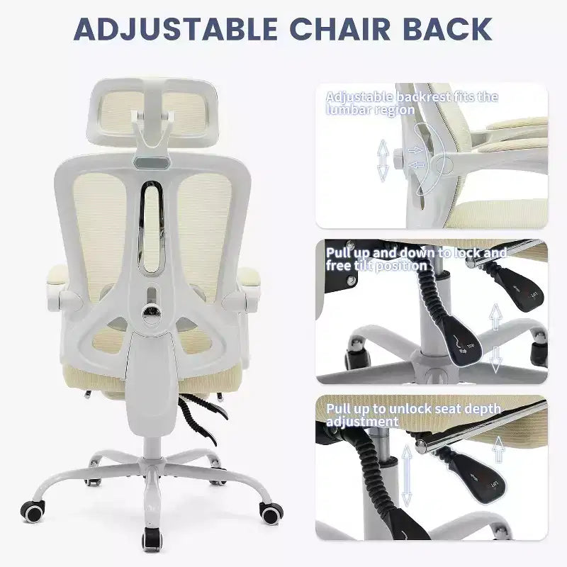 Chaise de bureau Acekool en maille avec repose-pieds, chaise de bureau ergonomique avec support lombaire, chaise d'ordinateur de direction réglable avec roulettes (plusieurs couleurs)