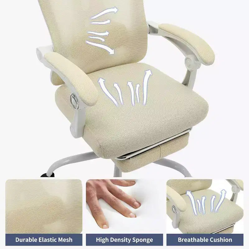 Chaise de bureau Acekool en maille avec repose-pieds, chaise de bureau ergonomique avec support lombaire, chaise d'ordinateur de direction réglable avec roulettes (plusieurs couleurs)