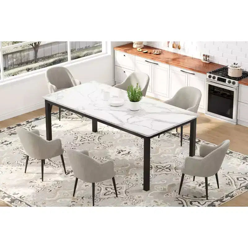 Table à manger industrielle pour 6-8 personnes, longue table de cuisine rectangulaire en bois avec pieds en métal, coins arrondis, bureau d'écriture