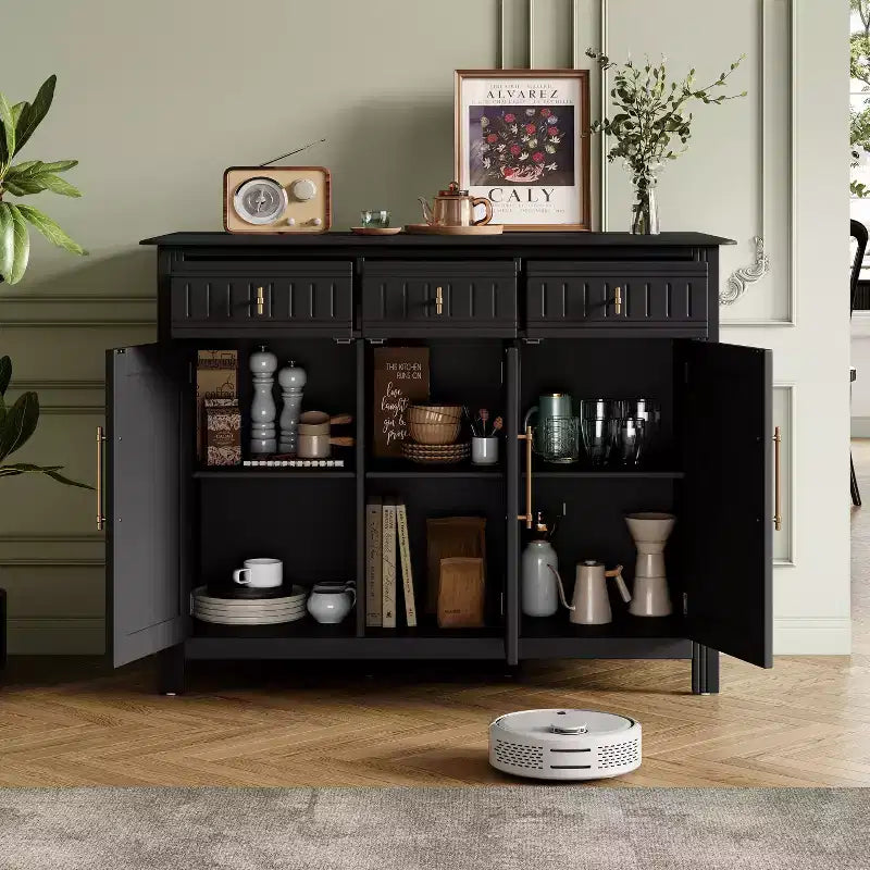 Christopher Knight Home Chasca Armoire de rangement moderne en bois d'acacia 48 po avec 3 portes, 3 tiroirs et étagères réglables