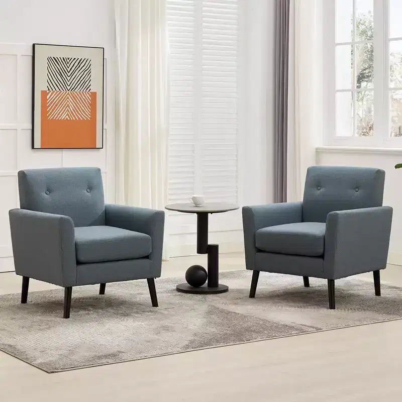 Fauteuil d'appoint en tissu GustoWave mi-siècle avec pieds en bois massif, fauteuil de salon rétro moderne avec assise plus épaisse pour le salon