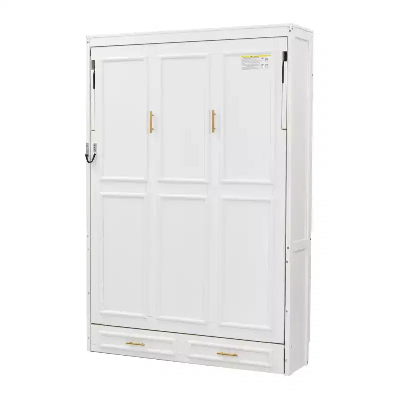 Lit escamotable pleine grandeur minimaliste Whisen avec 2 tiroirs - Beige
