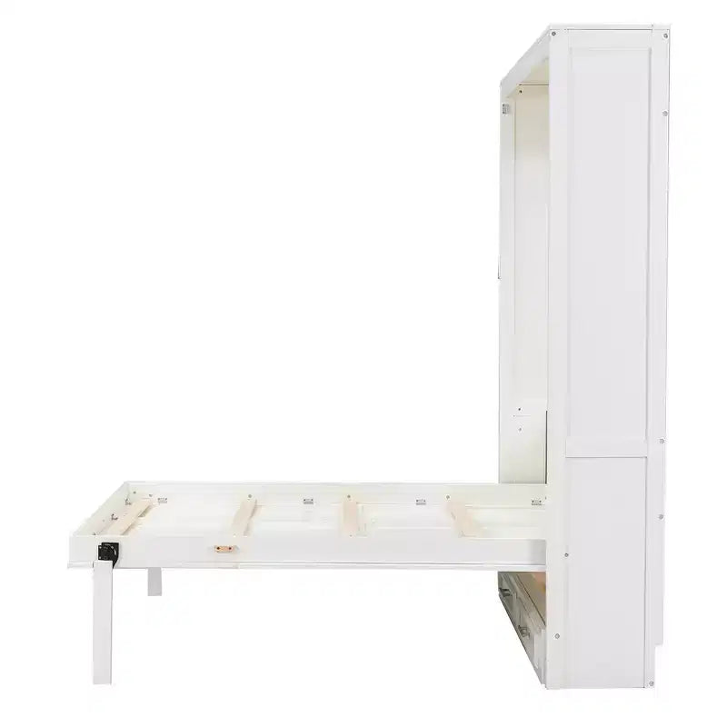 Lit escamotable pleine grandeur minimaliste Whisen avec 2 tiroirs - Beige