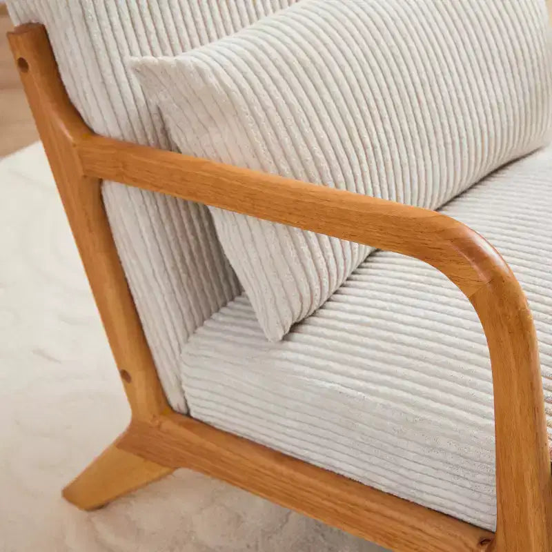 Zeus & Ruta Fauteuil d'appoint rembourré de style moderne du milieu du siècle avec oreiller et cadre en bois massif