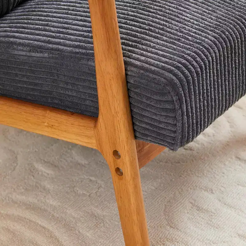 Zeus & Ruta Fauteuil d'appoint rembourré de style moderne du milieu du siècle avec oreiller et cadre en bois massif