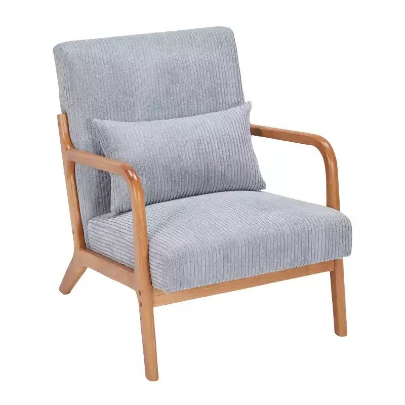 Zeus & Ruta Fauteuil d'appoint rembourré de style moderne du milieu du siècle avec oreiller et cadre en bois massif