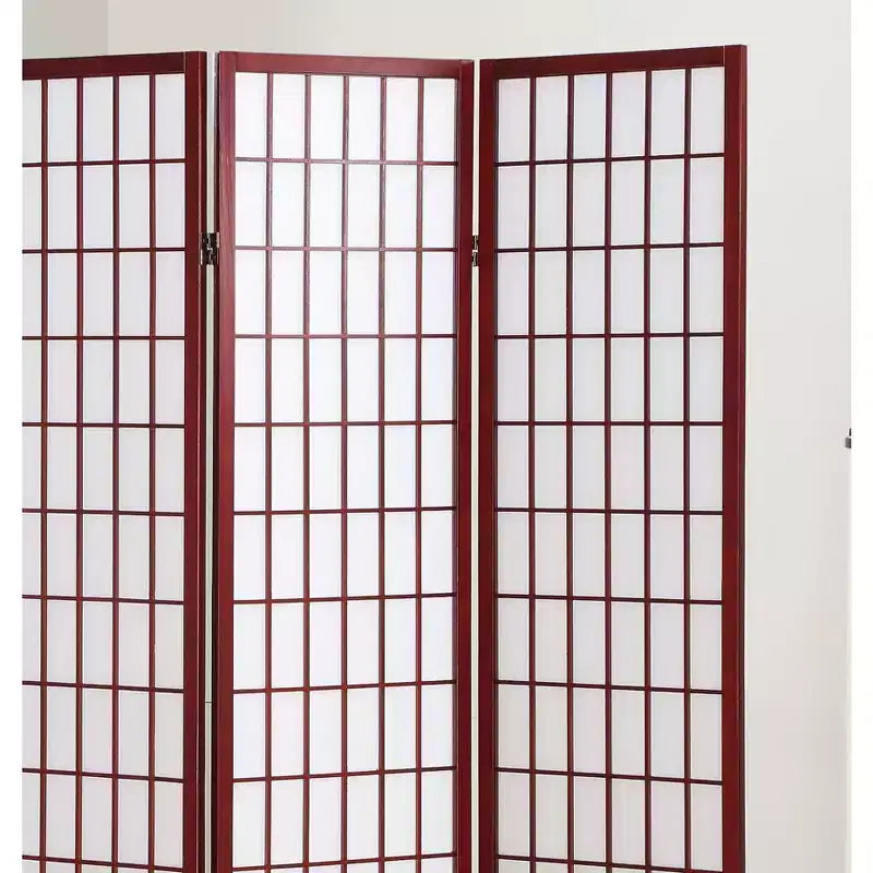 MAYEERTY Paravent 4 panneaux en bois et papier motif cerisier