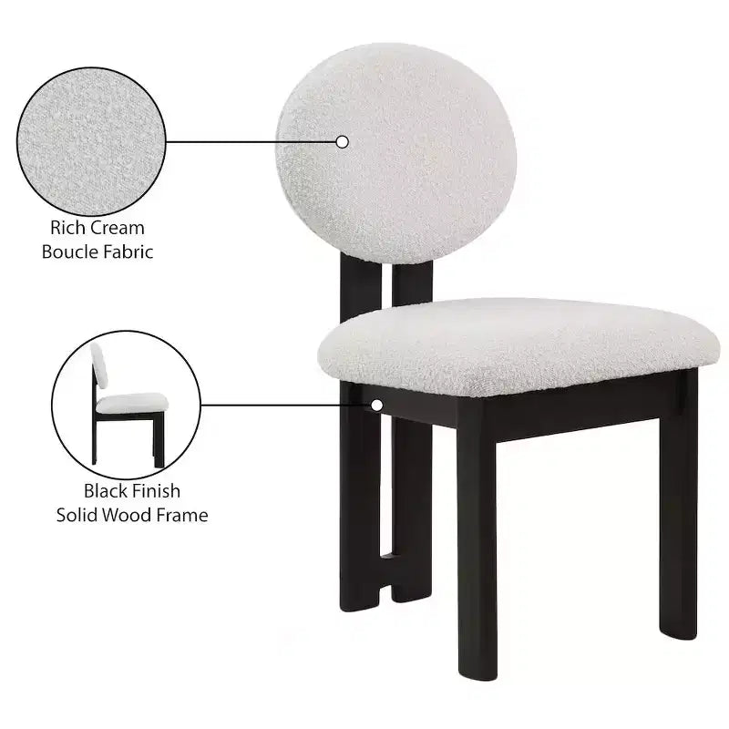 Meridian Furniture, Chaises de salle à manger en tissu bouclé Napa, Lot de 2