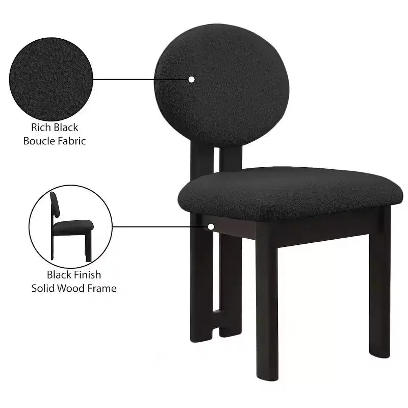 Meridian Furniture, Chaises de salle à manger en tissu bouclé Napa, Lot de 2