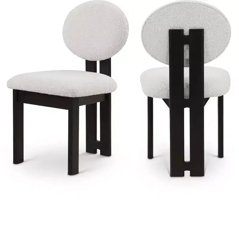 Meridian Furniture, Chaises de salle à manger en tissu bouclé Napa, Lot de 2