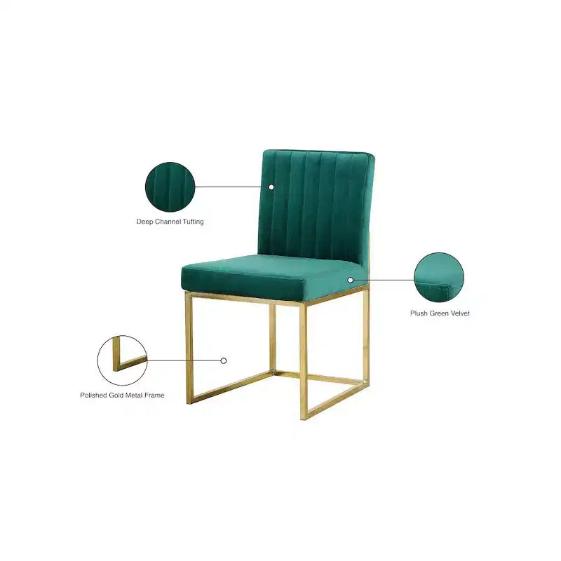 Meridian Furniture Giselle Chaise de salle à manger en velours, lot de 2