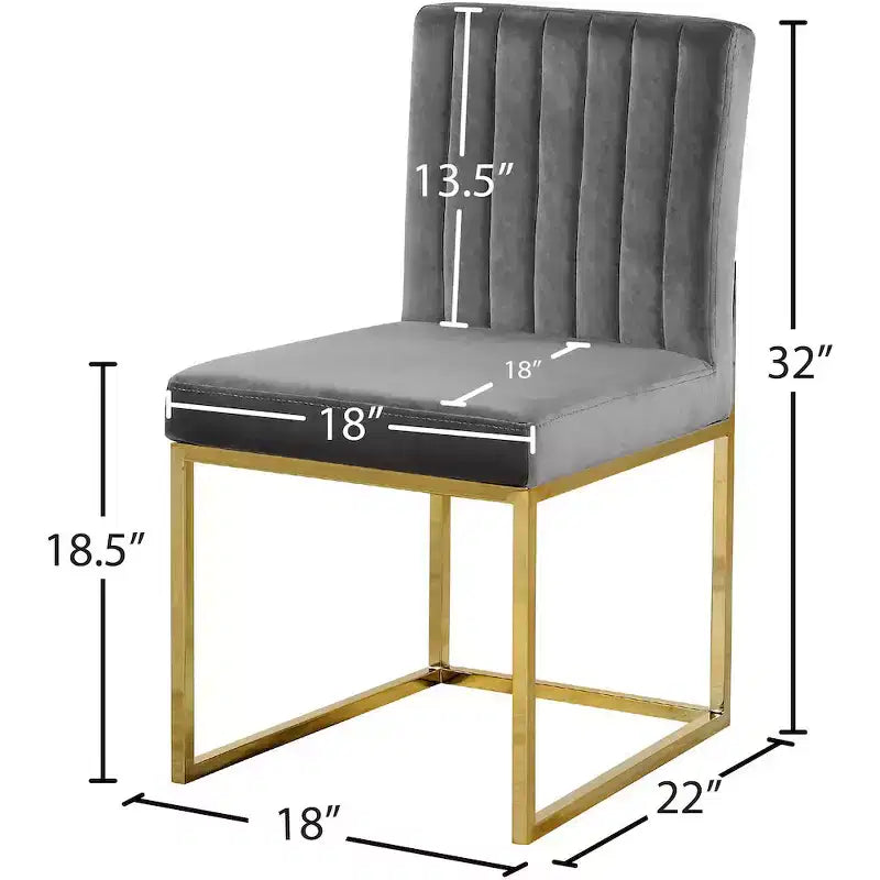 Meridian Furniture Giselle Chaise de salle à manger en velours, lot de 2
