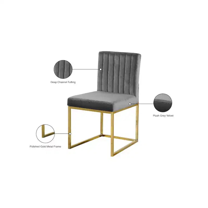 Meridian Furniture Giselle Chaise de salle à manger en velours, lot de 2