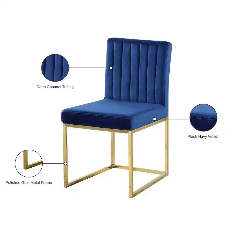 Meridian Furniture Giselle Chaise de salle à manger en velours, lot de 2