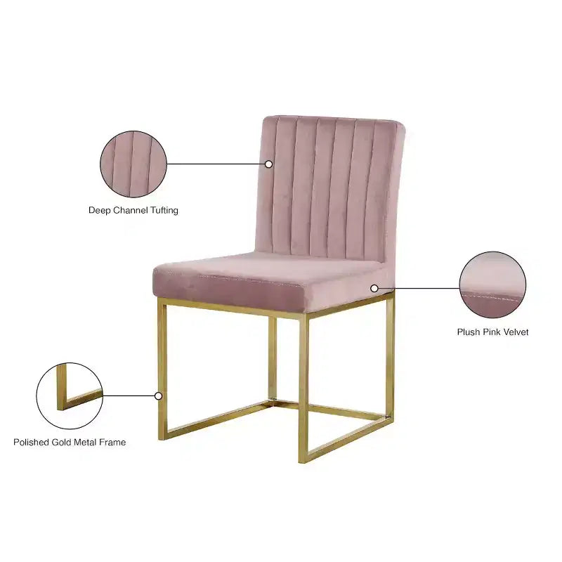 Meridian Furniture Giselle Chaise de salle à manger en velours, lot de 2