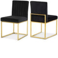 Meridian Furniture Giselle Chaise de salle à manger en velours, lot de 2