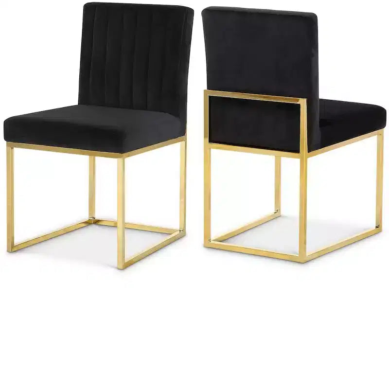 Meridian Furniture Giselle Chaise de salle à manger en velours, lot de 2