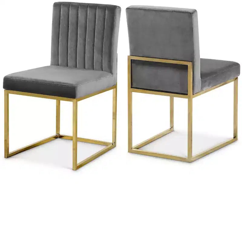 Meridian Furniture Giselle Chaise de salle à manger en velours, lot de 2