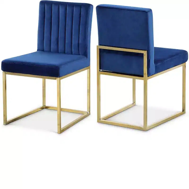Meridian Furniture Giselle Chaise de salle à manger en velours, lot de 2