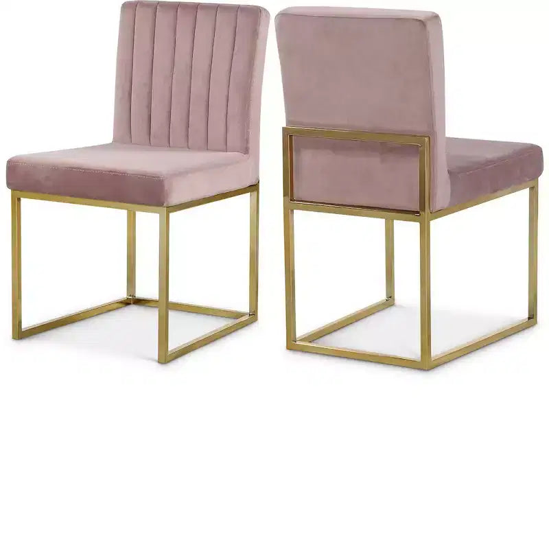 Meridian Furniture Giselle Chaise de salle à manger en velours, lot de 2