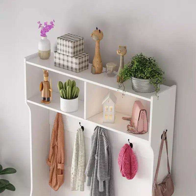 Porte-manteau de ferme, organisateur d'entrée 4-en-1 avec 7 casiers à chaussures et 7 crochets, banc de rangement pour vestiaire/couloir/chambre à coucher