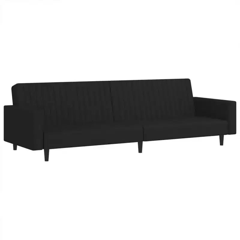 vidaXL Blue Velvet 2-Seater Sofa Bed - Convertible Loveseat Sleeper Couch for Living Room, Dorm, Office - Upholstered Twin Bed Size with Wooden Frame