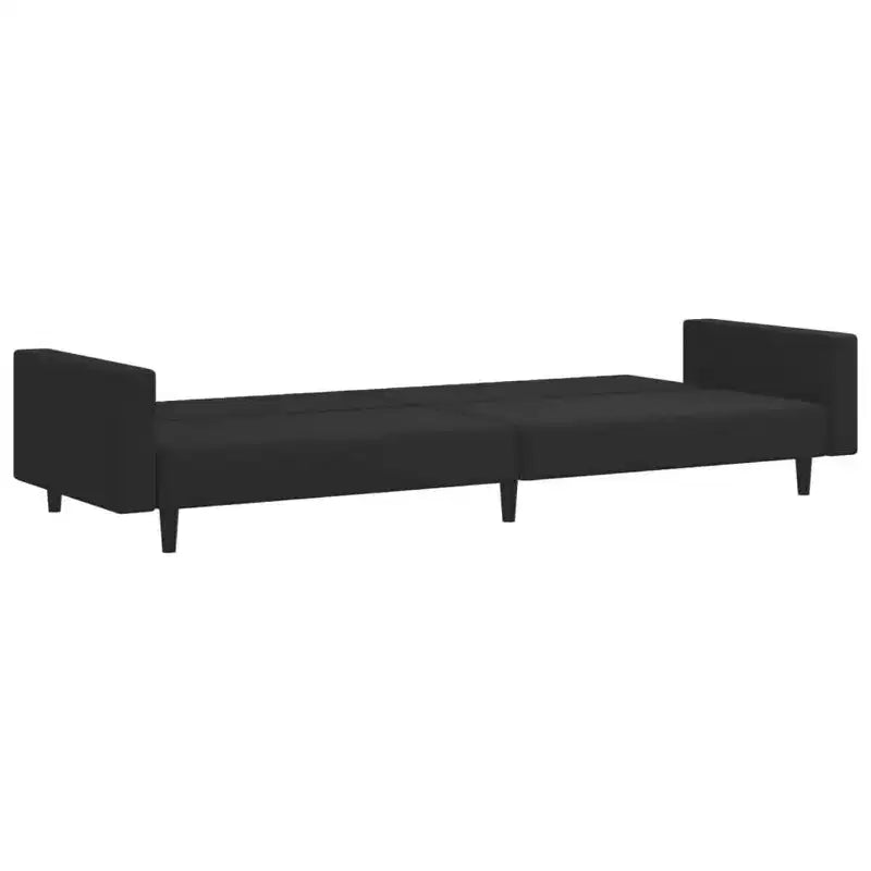vidaXL Canapé-Lit 2 Places en Velours Noir - Causeuse Convertible/Lit de Repos pour Salon, Studio, Appartement
