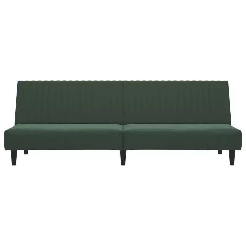 vidaXL Canapé-Lit 2 Places en Velours Convertible - Vert Foncé, Rembourrage Doux, Cadre en Bois Robuste, pour Salon, Petits Espaces