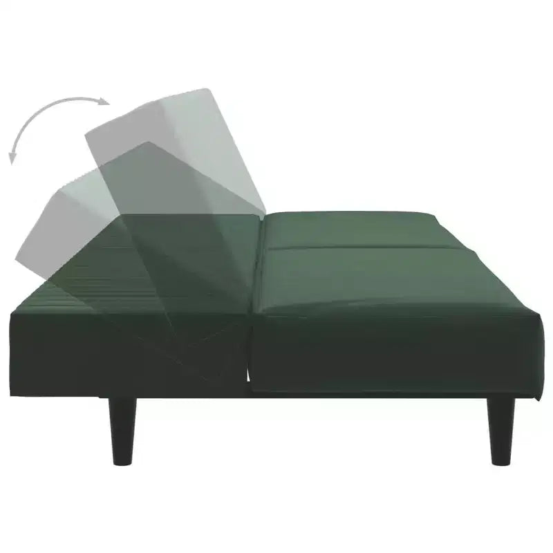 vidaXL Canapé-Lit 2 Places en Velours Convertible - Vert Foncé, Rembourrage Doux, Cadre en Bois Robuste, pour Salon, Petits Espaces