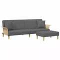 vidaXL 2-Seater Sofa Bed with Pillows and Footstool - Dark Gray Velvet