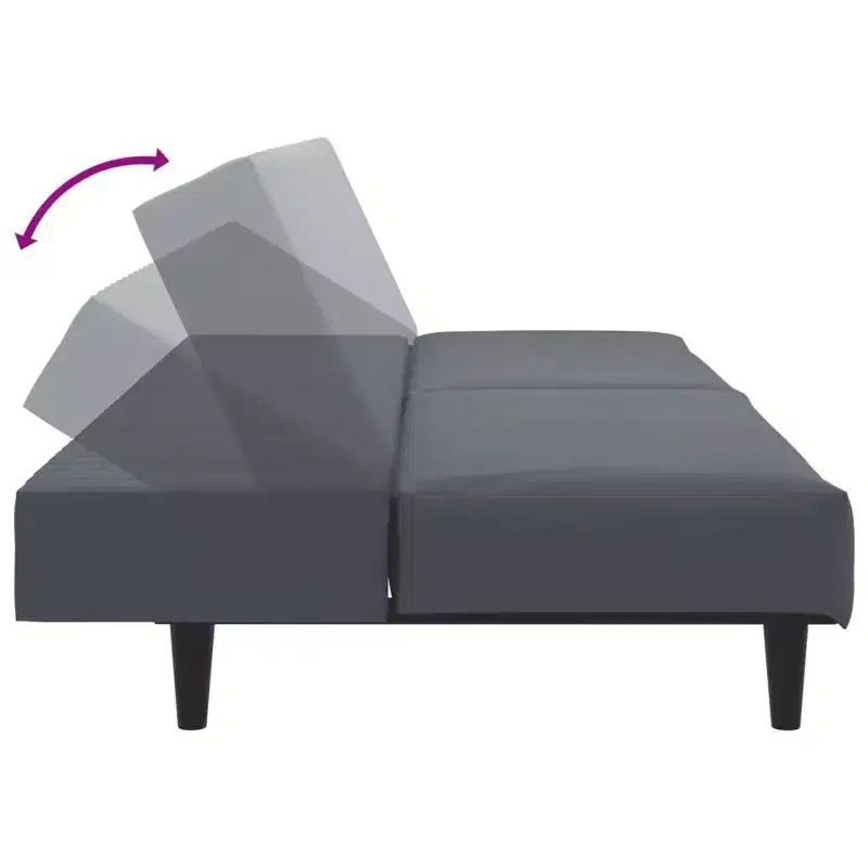 vidaXL Ensemble canapé 2 places velours gris foncé - Canapé-lit convertible moderne avec repose-pieds, Revêtement doux, Grand espace d'assise/de couchage, Pieds robustes