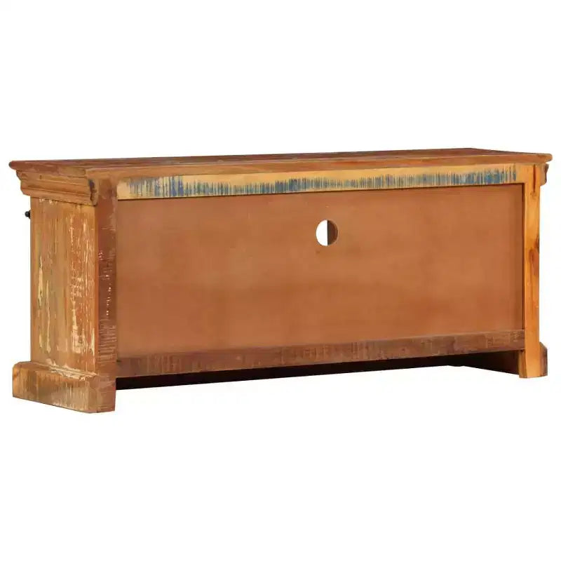 Meuble TV vidaXL – Meuble en bois de style antique 43,3x11,8x17,7 avec trois compartiments et un tiroir – Bois de récupération massif