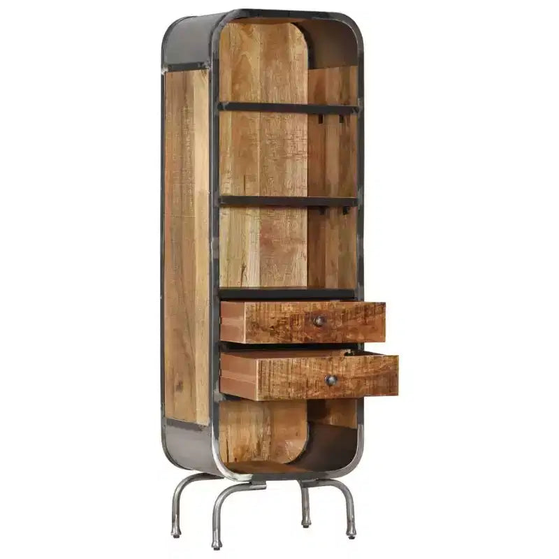 vidaXL Buffet haut en bois massif - Armoire de rangement en manguier marron - Meuble au style rustique unique avec grand espace de rangement