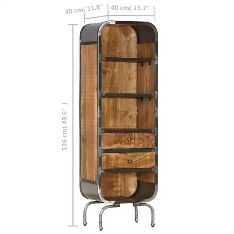 vidaXL Buffet haut en bois massif - Armoire de rangement en manguier marron - Meuble au style rustique unique avec grand espace de rangement